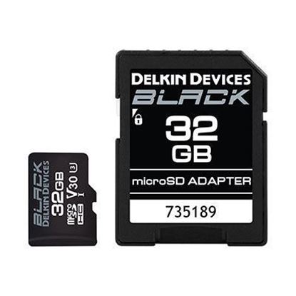 Picture of Delkin BLACK 32GB UHS-I V30 U3 90MB/s microSDHC Card